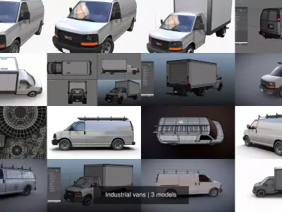 Industrial vans 3D Model Pack