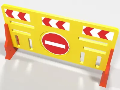 Yellow plastic road barrier Low-poly 3D model