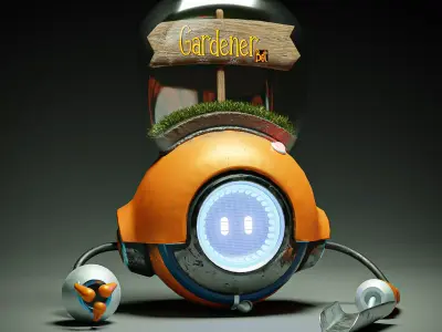 Gardener Bot-Futuristic Agricultural Rigged in Blender 3D model