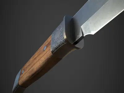 Hunting knife Low-poly 3D model 9