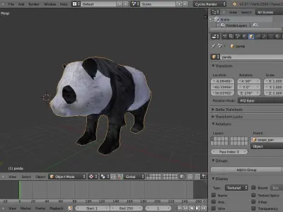 panda made in blender Low-poly 3D model purchase