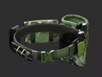 Modern Tactical Battle Belt  Multicam and Green Low-poly 3D model