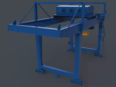 PBR Rail Mounted Gantry Crane RMG V2 - Blue Low-poly 3D model