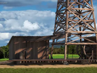 Old Wooden Oil Derrick 3D model