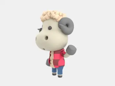 Cute Sheep 3D Illustration 3D model 4