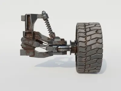 Ofroad wheel and suspension Low poly 3D model Free low-poly 3D model