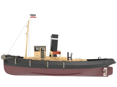 Steam Tug and Cargo Barge 3D model