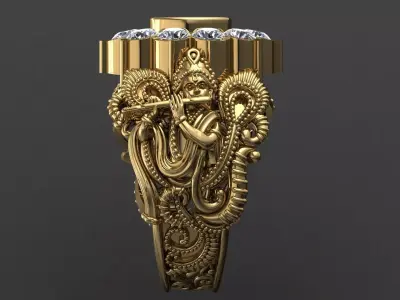 Krishana ji  Antique Gents Men Ring 3D print model