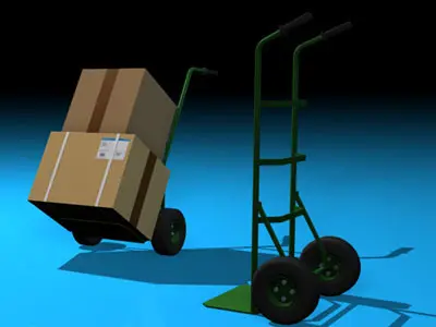 Barrow two boxes and hand truck 3D model
