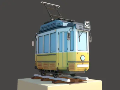 Old Tram Budapest  Low-poly 3D model