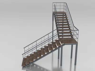 Metal L Stair Low-poly 3D model