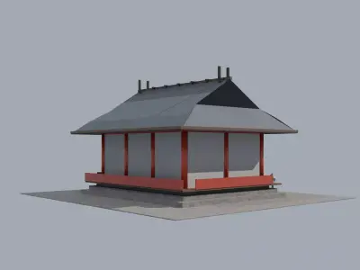 Japanese Buddhist Temple Otera Low Poly Low-poly 3D model
