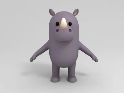 Cartoon Rhinoceros 3D model purchase