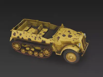 WWII Armored Half-Track Personnel Carrier 3D Model Low-poly 3D model