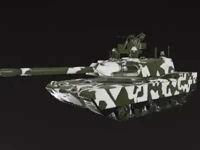 Green Camo Battle Tank 3D Model Low-poly 3D model