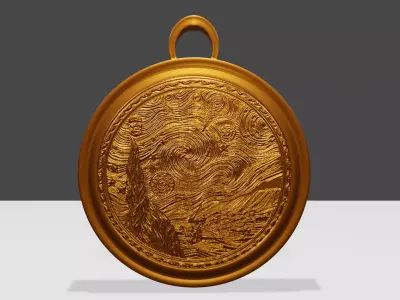 Van Gogh Starry Night Medallion 3D print model