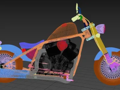 moto custom mid poly 3D model