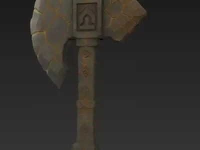 Stone Rune Axe - Stylized Fantasy Weapon 3D model