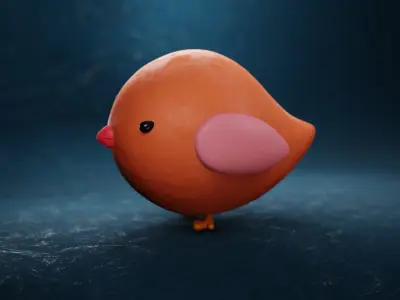 Cute Clay Textured Bird v1 3D model