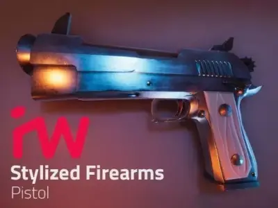 Stylized Pistol Low-poly 3D model
