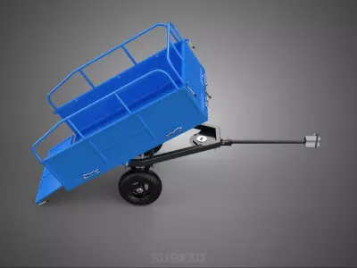 TIPPING DUMP TRAILER CARGO CART WAGON TRACTOR LAWN MOWER GARDEN 3D model