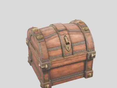 mighty wooden treasure chest Low-poly 3D model