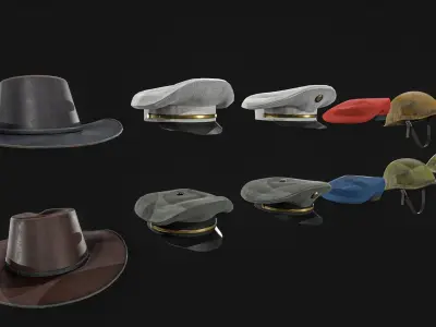 Army Officer Service Cap Package Low-poly 3D model