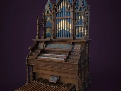 Pipe Organ Antique Low-poly 3D model