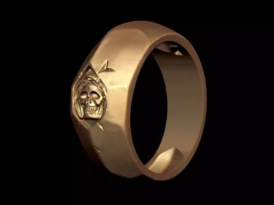 Brutalist Skull Ring for Men 3D print model