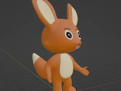 Cartoon Fox Rigged Stylized Character  3D model