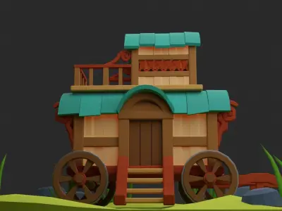 Low poly Wagon Low-poly 3D model purchase