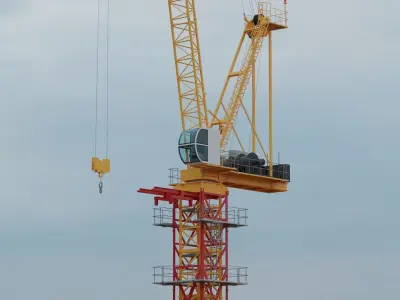 Luffing Jib Tower Crane 2 with External Climbing Frame 3D model