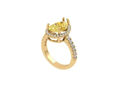 Pear Solitaire Ring 3D print model 12