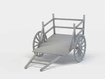 Hay wagon Low-poly 3D model