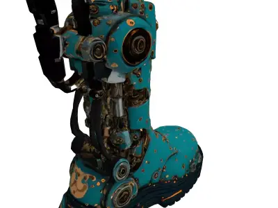 Scifi Cybernetic Boot High Detail Low-poly 3D model