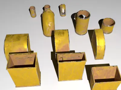 Air vent duct set Low-poly 3D model