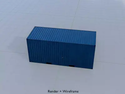 Shipping Container gentian blue 20ft Low-poly 3D model