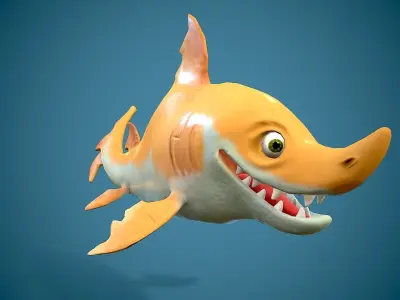 cartoon baby shark Low-poly 3D model