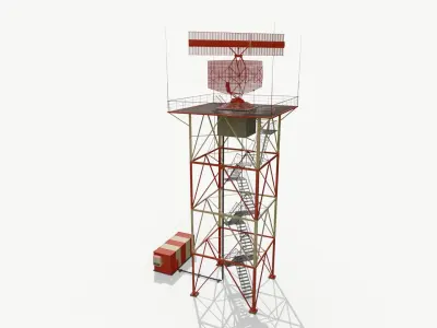 Airport Radar for Air Traffic Control Low Poly PBR 3D model