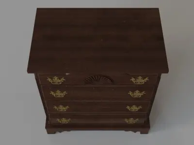 Asian Dark Brown Mahogany Dresser 3D model