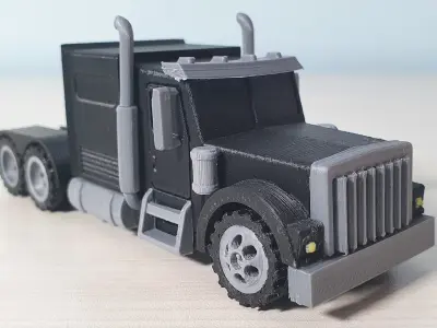 RC Semi Truck with Trailer 1-87 Scale 3D print model