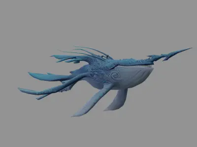 KiWhale fantasy Low Poly Low-poly 3D model