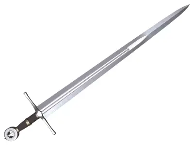 Medieval sword Low-poly 3D model 11