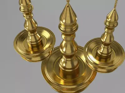 Traditional Brass Hanging Oil Lamp 3D print model