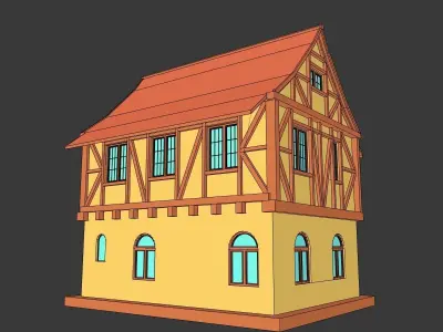 LOW POLY MEDIEVEL HOUSE 0 CARTOON STYLE Low-poly 3D model