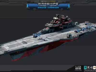 WARSHIPS - Drone Carrier  Low-poly 3D model