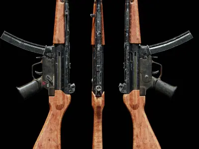 The Heckler and Koch MP5 with Wooden Details Low-poly 3D model