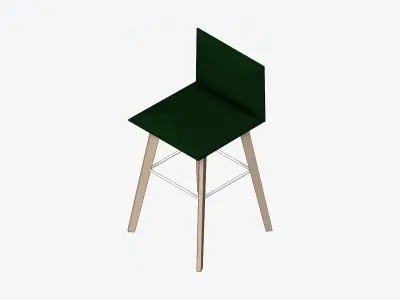 Furniture - Seating - Contemporary - Bar - Stoolooden - Feet Low-poly 3D model