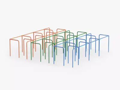 Labyrinth Outdoor Calisthenics Rig Green Blue Orange 3D Model Pack