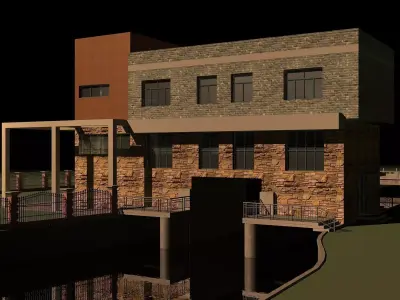 Architecture house near river 3D model